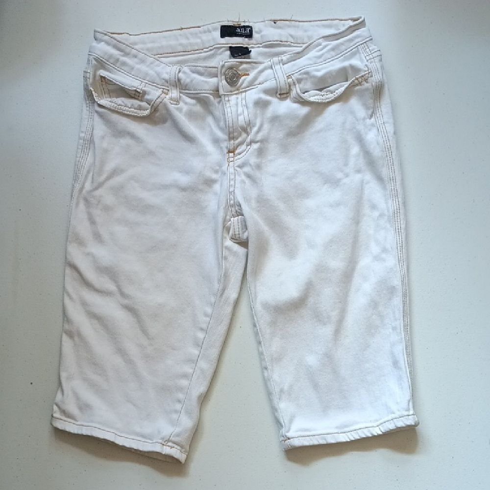 a.n.a White Cotton Blend Bermuda Jean Shorts